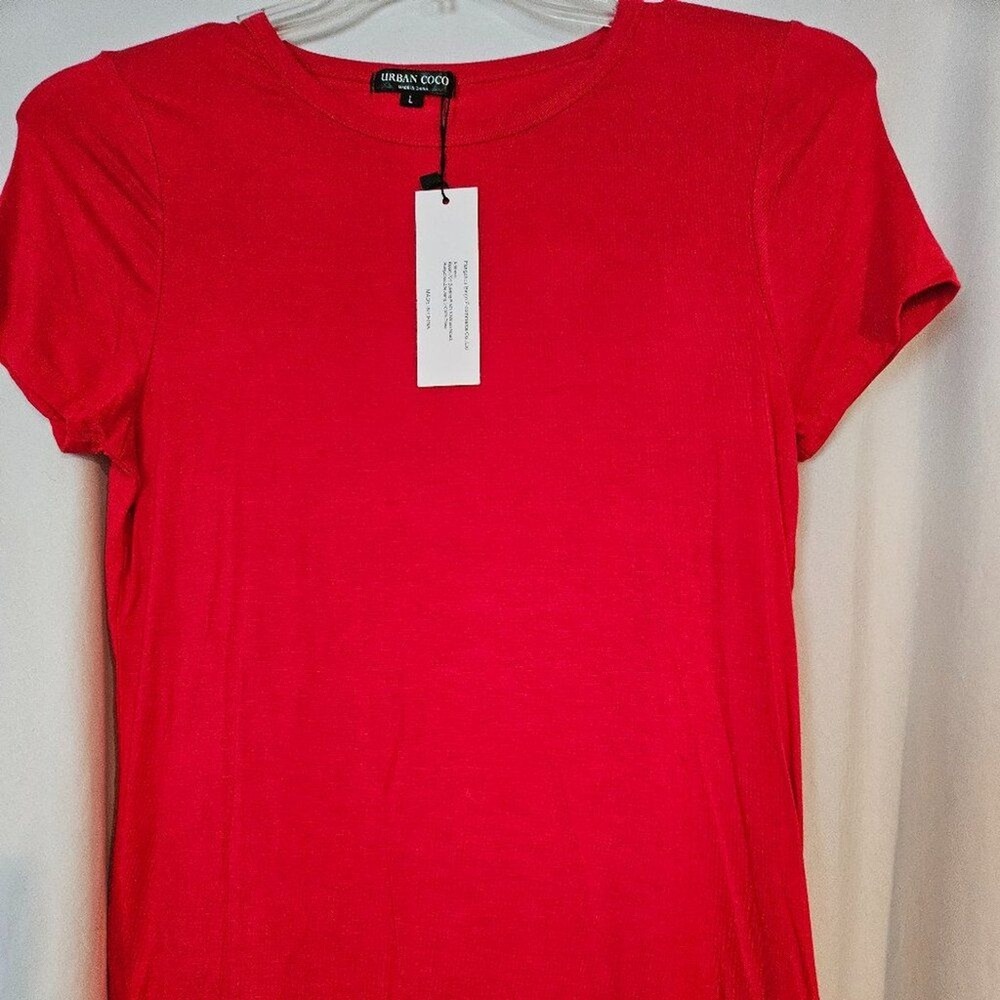 Urban Coco Women's L Red Stretchy  Short‎ Sleeve T-shirt